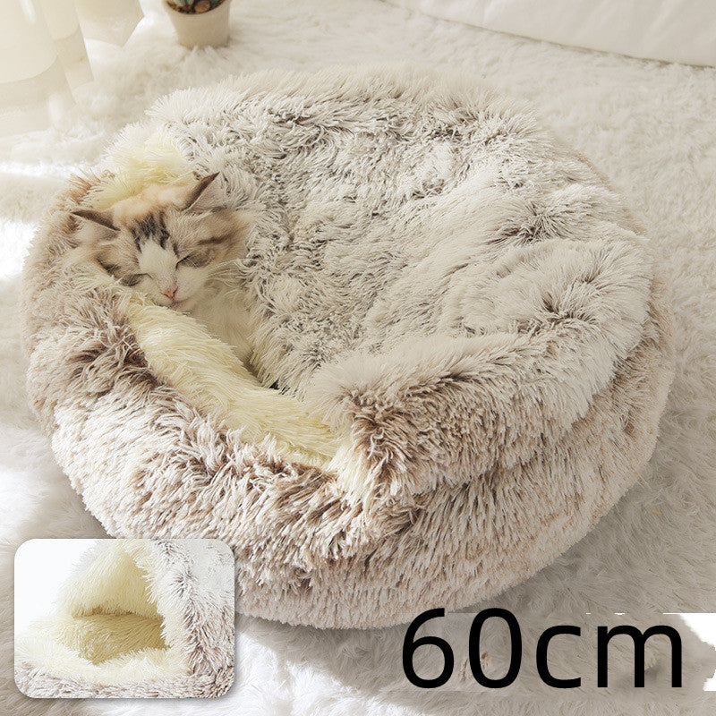 Plush 2-in-1 Dog & Cat Winter Bed - PawPal Essentials