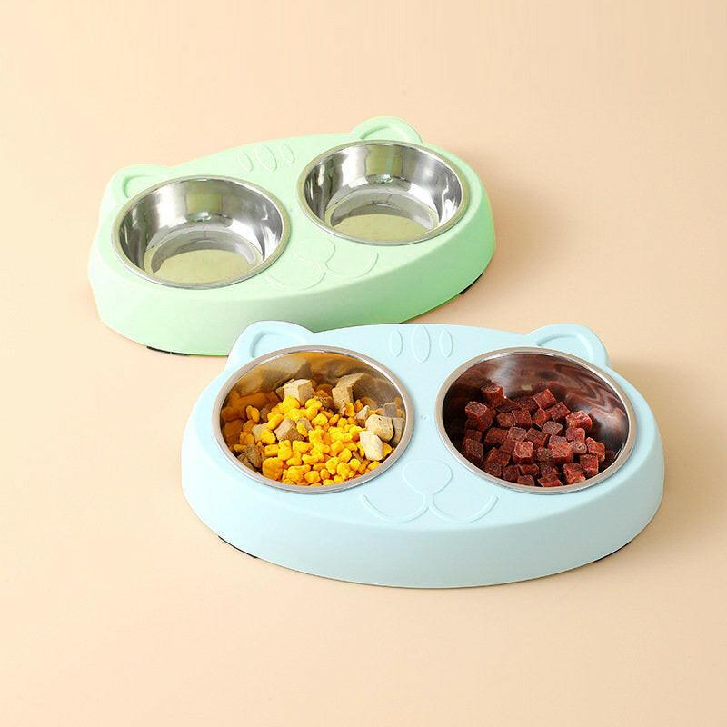 Double Stainless Steel Dog Bowls with Non-Slip Station™.