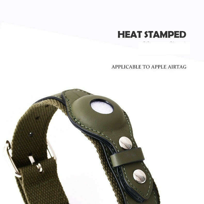 A PawPal Essentials Airtag-Compatible Dog Leash™ with the words "heat" stamped on it.