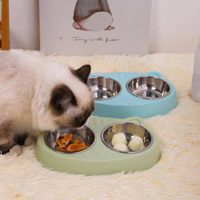 Double Stainless Steel Dog Bowls with Non-Slip Station™